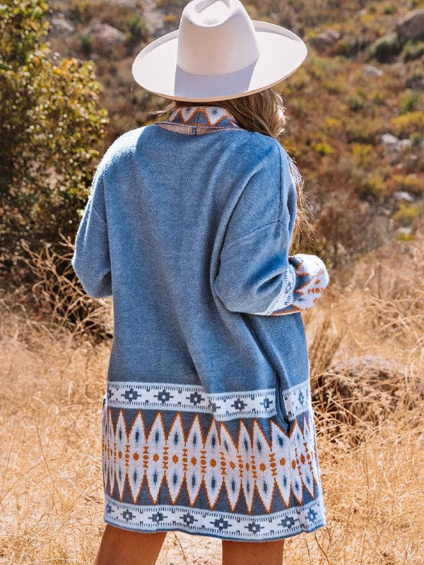 Ethnic Style Geometric Print Knit Cardigan for Street Chic Women