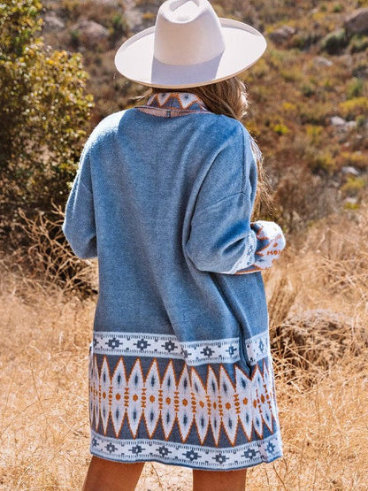 Ethnic Style Geometric Print Knit Cardigan for Street Chic Women