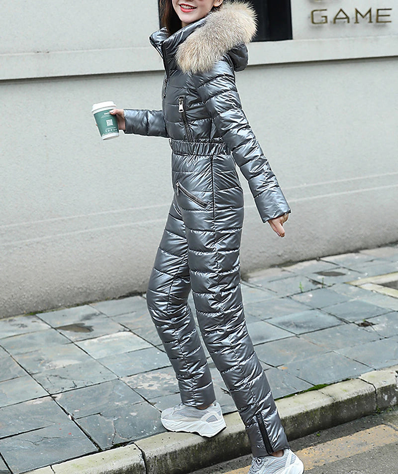 Women's Jumpsuit Ski Suit Outdoor Winter Thermal Warm Windproof Detachable Hood Windbreaker Snow Suit for Skiing Camping / Hiking Snowboarding Ski