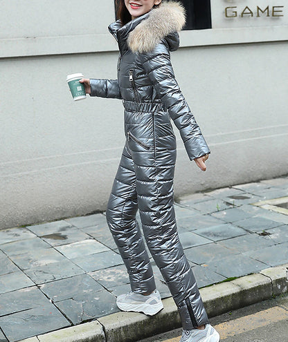 Women's Jumpsuit Ski Suit Outdoor Winter Thermal Warm Windproof Detachable Hood Windbreaker Snow Suit for Skiing Camping / Hiking Snowboarding Ski