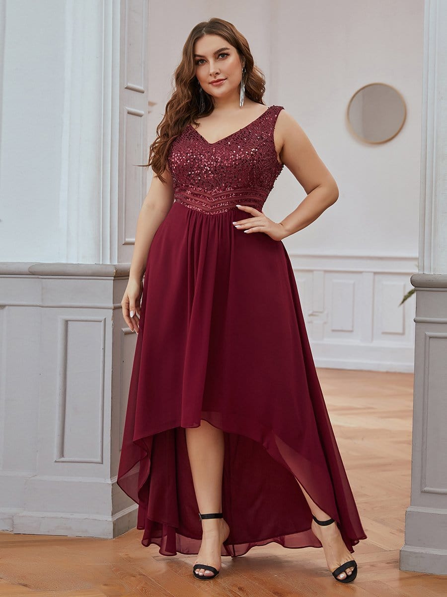 Evening Elegance Plus Size V-neck Sleeveless Dress