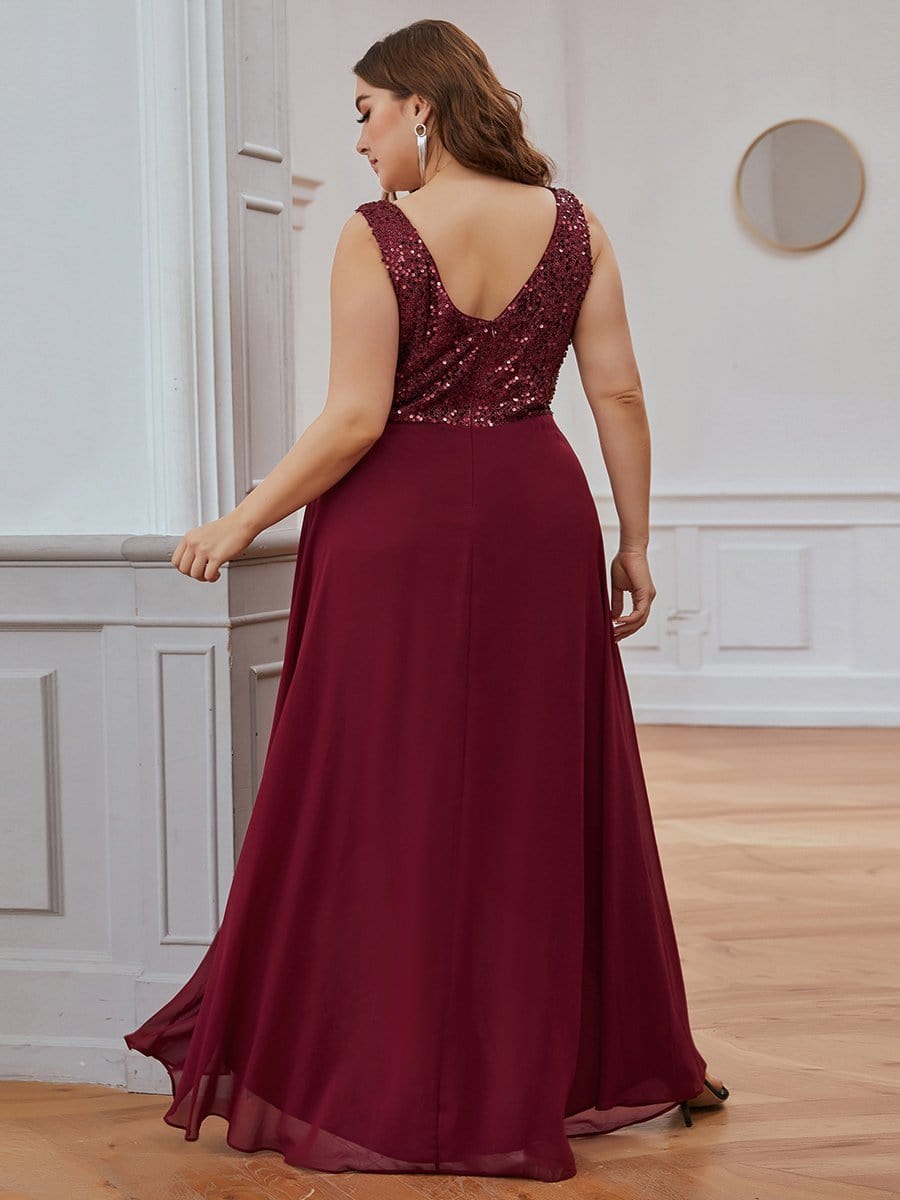 Evening Elegance Plus Size V-neck Sleeveless Dress
