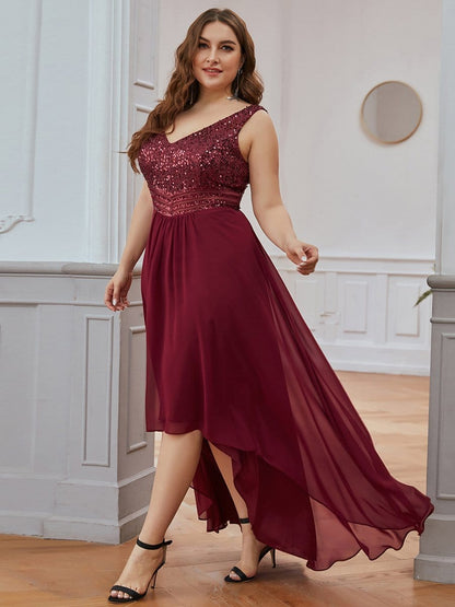 Evening Elegance Plus Size V-neck Sleeveless Dress