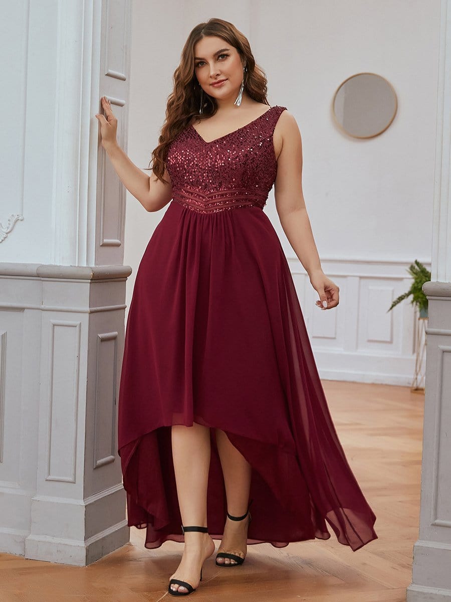 Evening Elegance Plus Size V-neck Sleeveless Dress