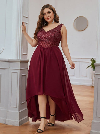 Evening Elegance Plus Size V-neck Sleeveless Dress