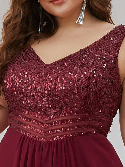 Evening Elegance Plus Size V-neck Sleeveless Dress