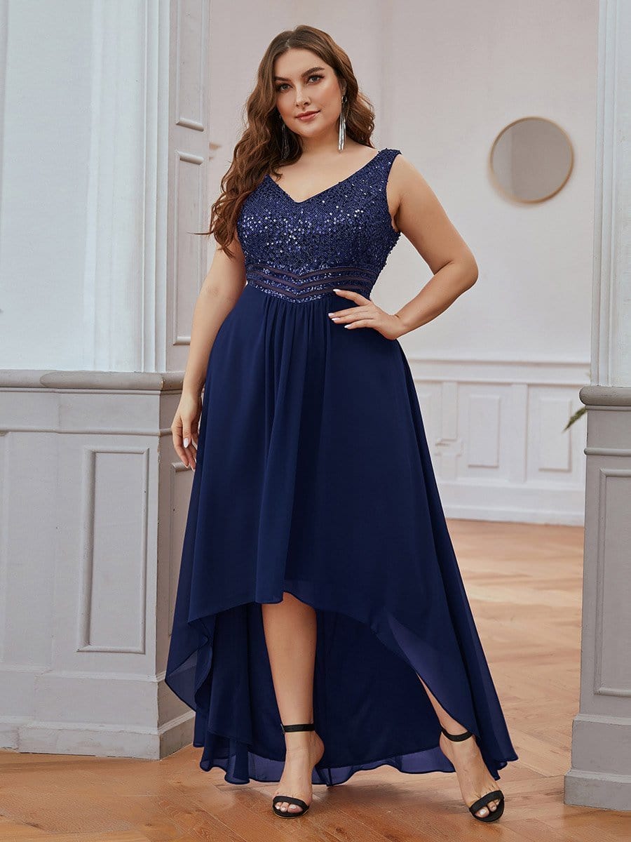 Evening Elegance Plus Size V-neck Sleeveless Dress