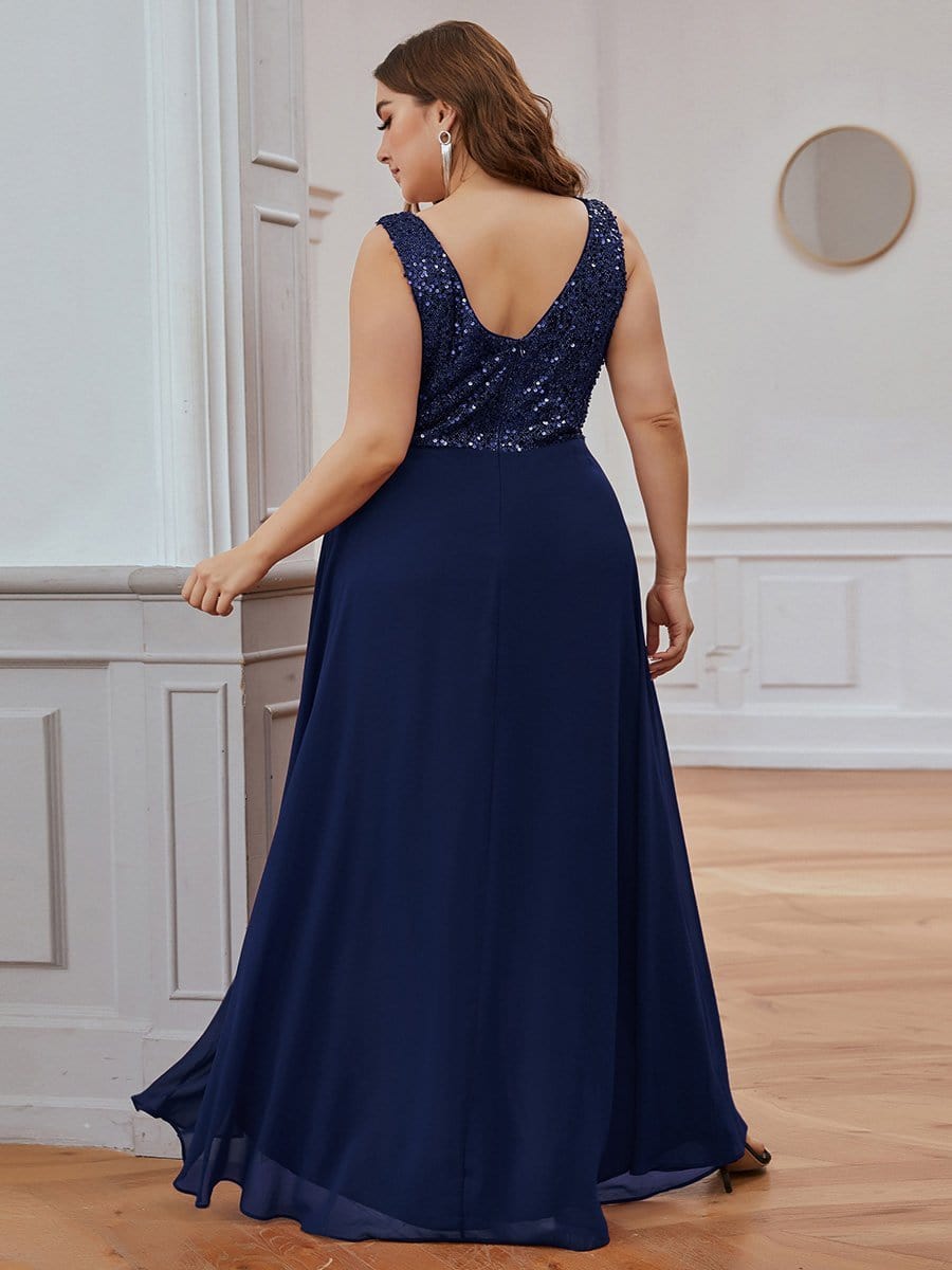 Evening Elegance Plus Size V-neck Sleeveless Dress