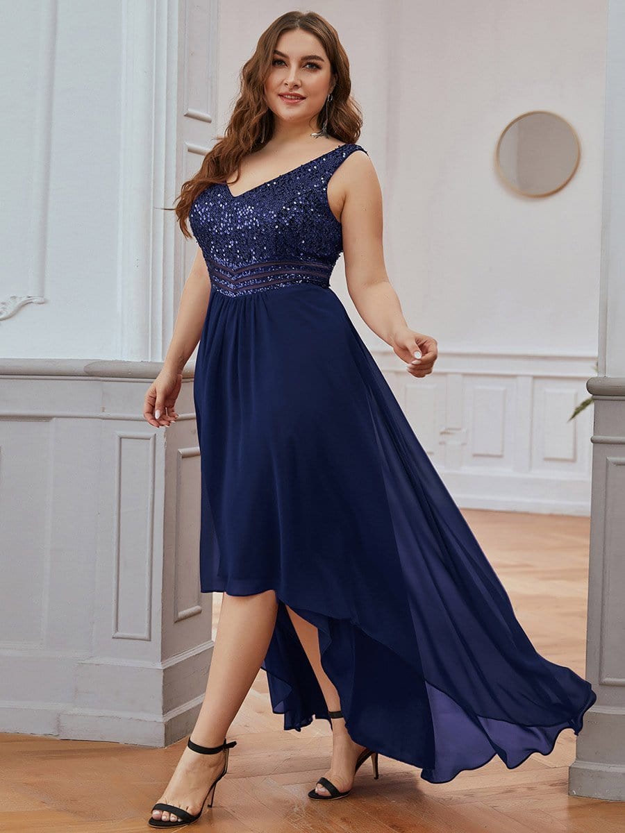 Evening Elegance Plus Size V-neck Sleeveless Dress