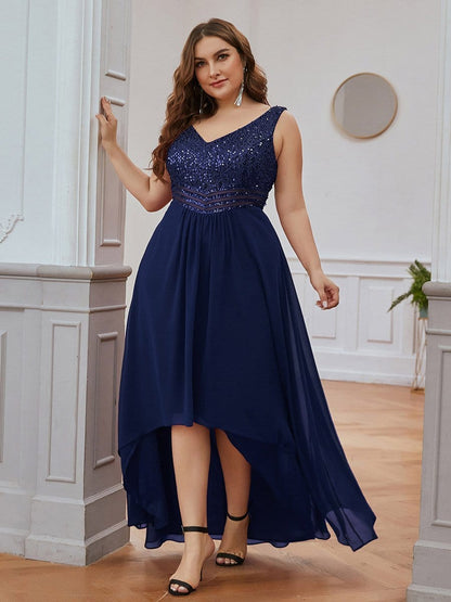 Evening Elegance Plus Size V-neck Sleeveless Dress