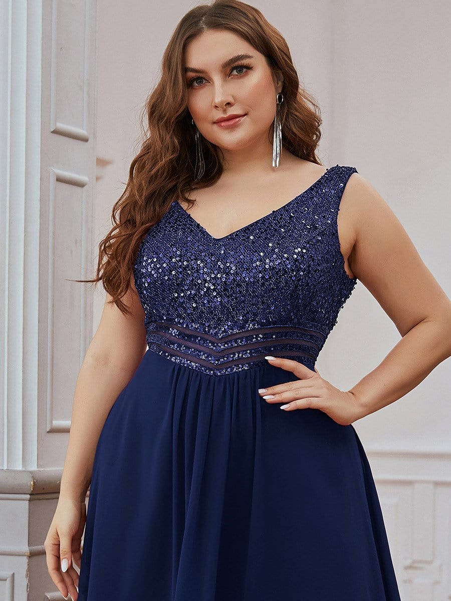 Evening Elegance Plus Size V-neck Sleeveless Dress