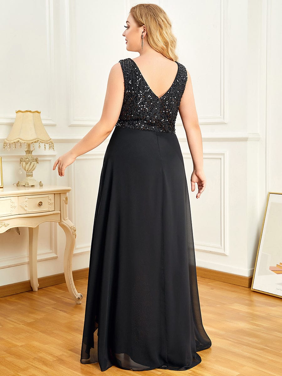 Evening Elegance Plus Size V-neck Sleeveless Dress