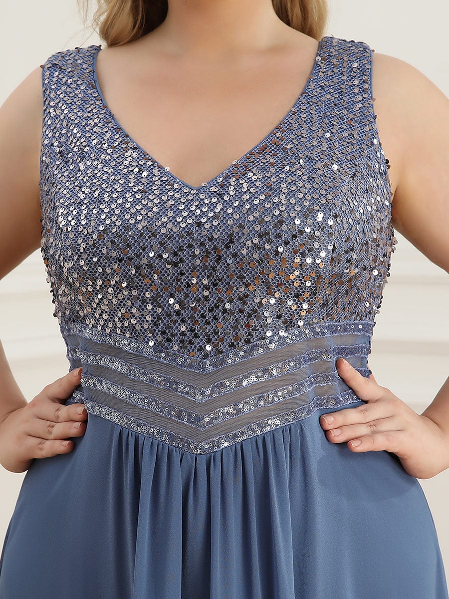 Evening Elegance Plus Size V-neck Sleeveless Dress