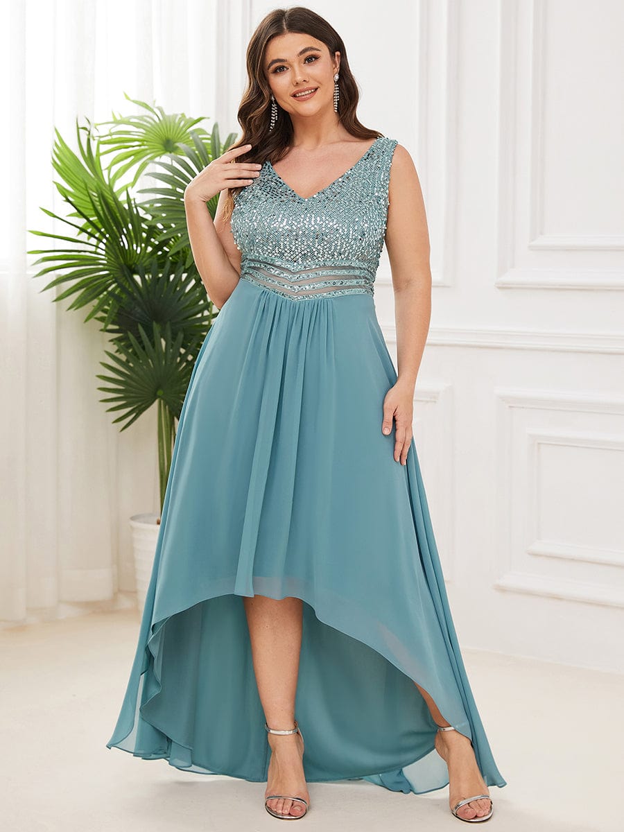 Evening Elegance Plus Size V-neck Sleeveless Dress