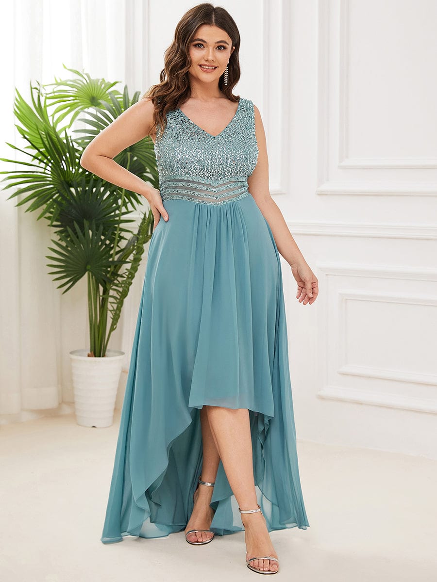 Evening Elegance Plus Size V-neck Sleeveless Dress