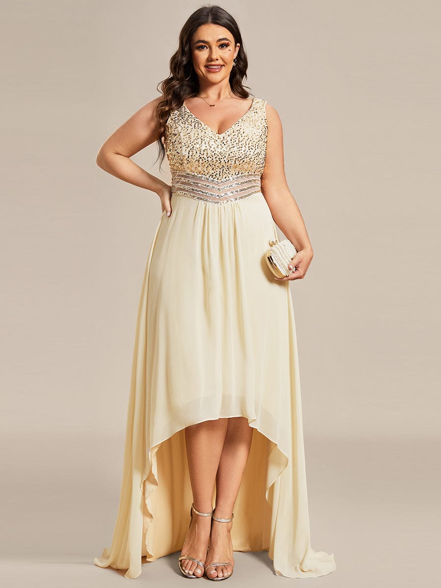 Evening Elegance Plus Size V-neck Sleeveless Dress