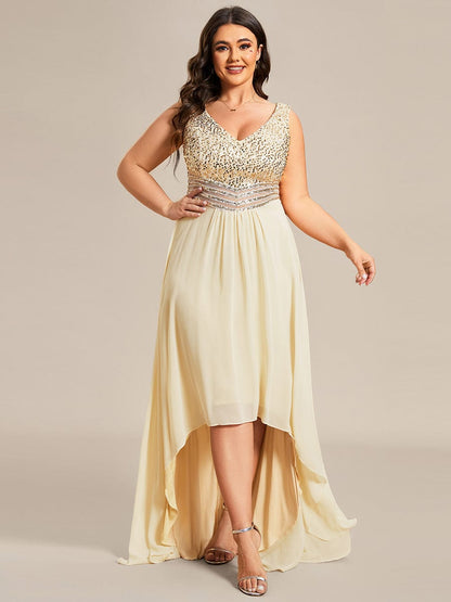 Evening Elegance Plus Size V-neck Sleeveless Dress