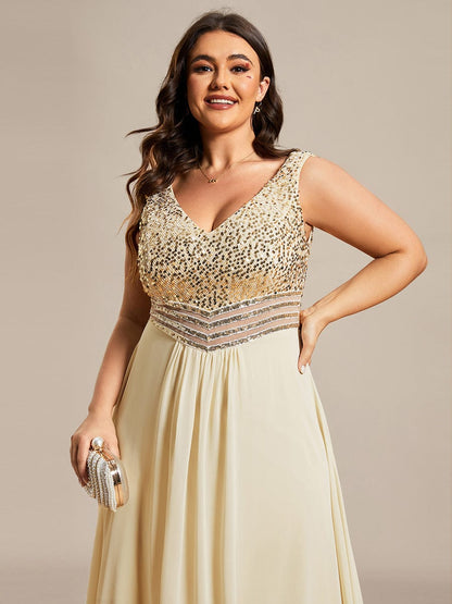 Evening Elegance Plus Size V-neck Sleeveless Dress
