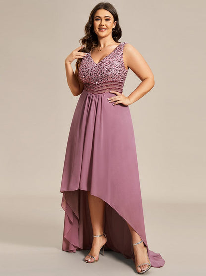 Evening Elegance Plus Size V-neck Sleeveless Dress