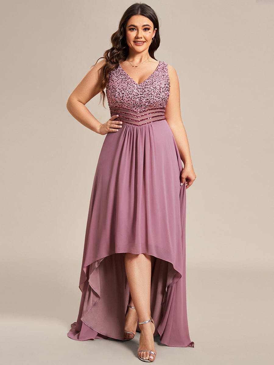 Evening Elegance Plus Size V-neck Sleeveless Dress