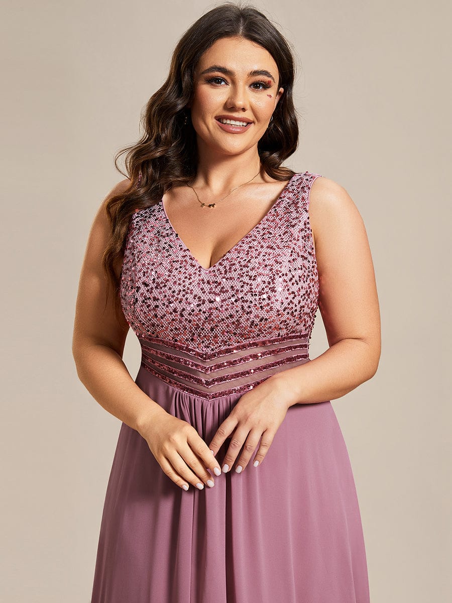 Evening Elegance Plus Size V-neck Sleeveless Dress