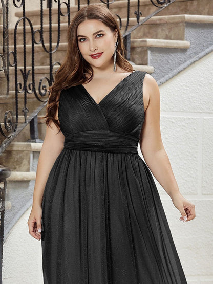 Evening Glamour Plus Size Maxi Dress with Stardust Sparkle