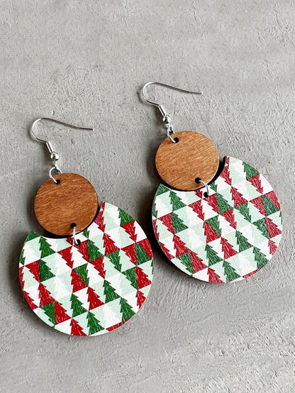 Evergreen Christmas Charm Wooden Earrings