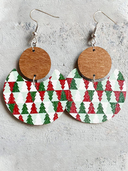 Evergreen Christmas Charm Wooden Earrings