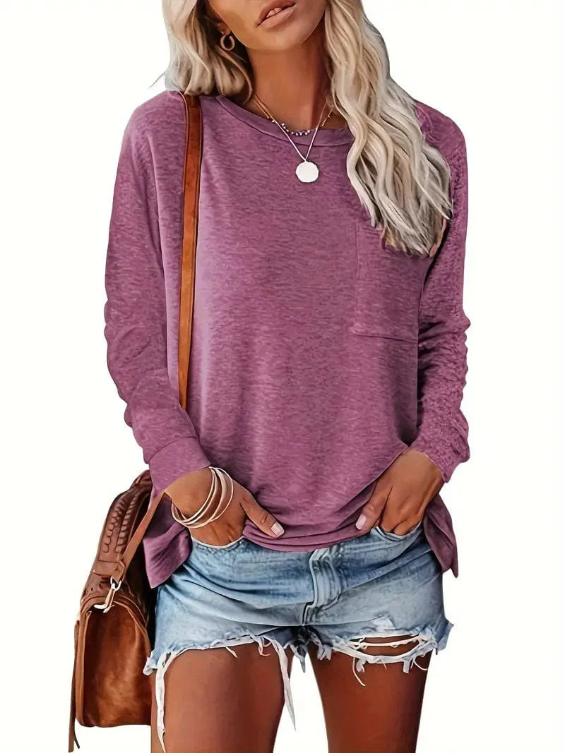 Everyday Women's Solid T-Shirt with Long Sleeves