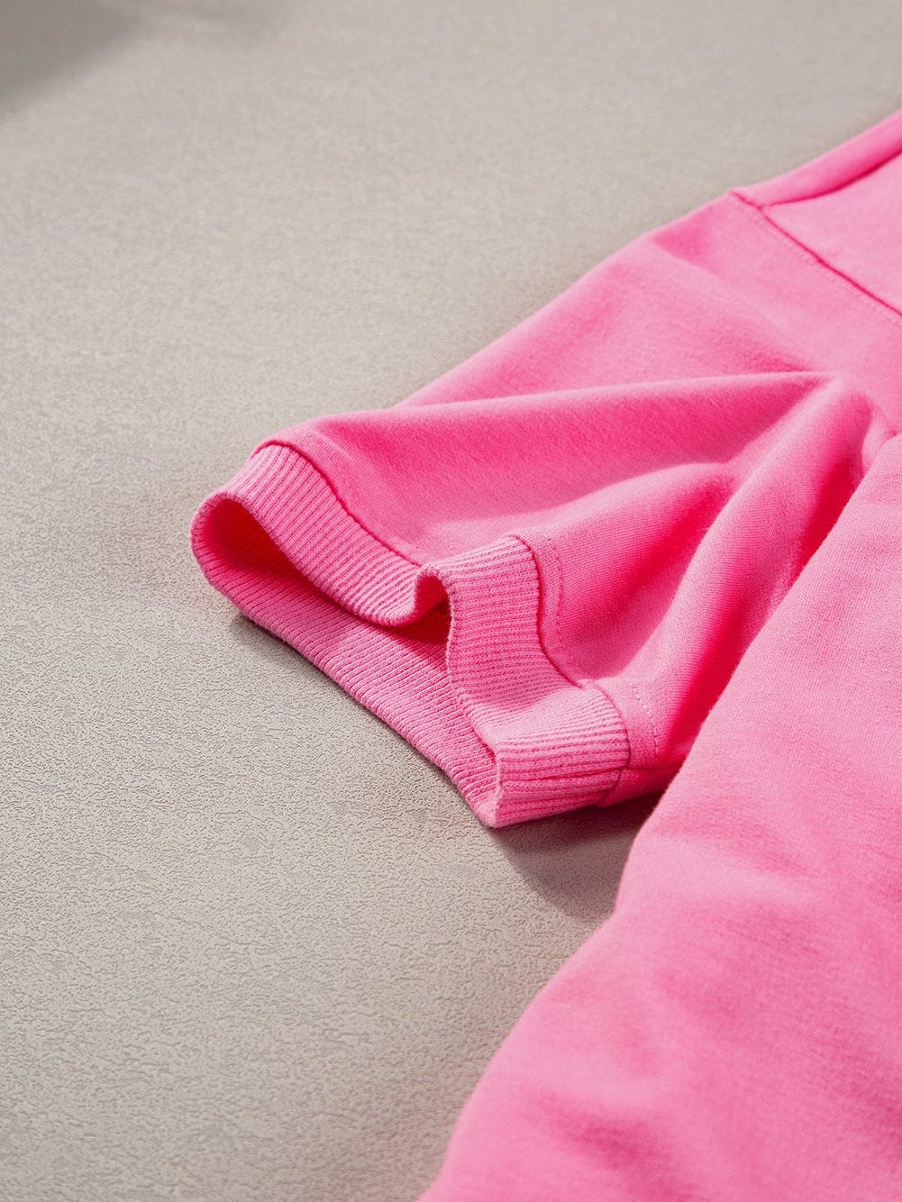 Exposed Seam Pink Split Loose T-Shirt with Chest Pocket