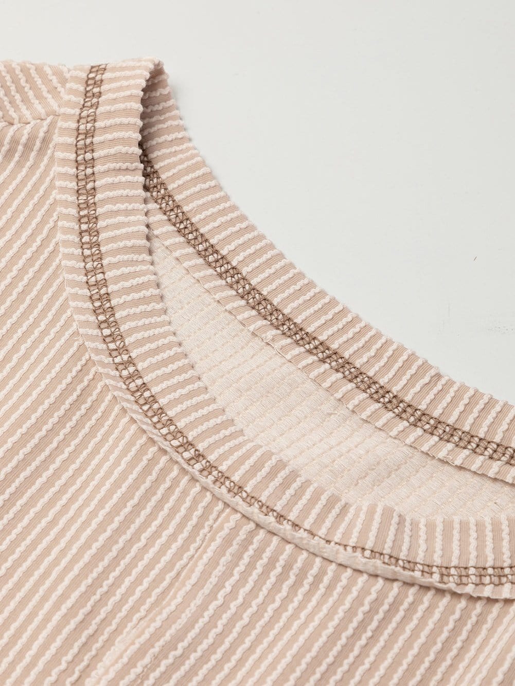 Exposed Seam Ribbed Casual Tee and Drawstring Pants Set