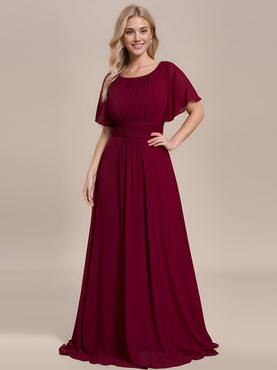 Exquisite Chiffon Pleated A-Line Bridesmaid Dress with Round Neckline