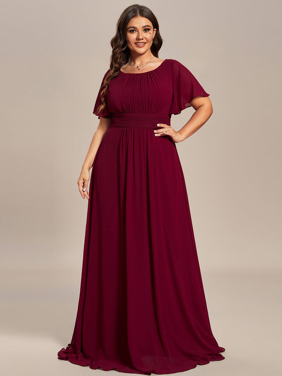 Exquisite Chiffon Pleated A-Line Bridesmaid Dress with Round Neckline