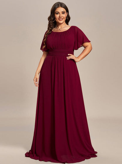 Exquisite Chiffon Pleated A-Line Bridesmaid Dress with Round Neckline