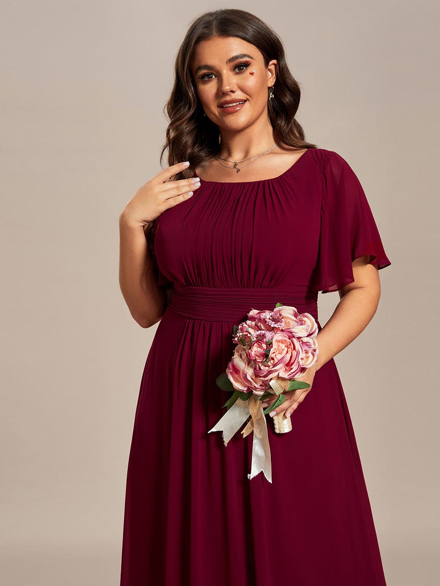 Exquisite Chiffon Pleated A-Line Bridesmaid Dress with Round Neckline