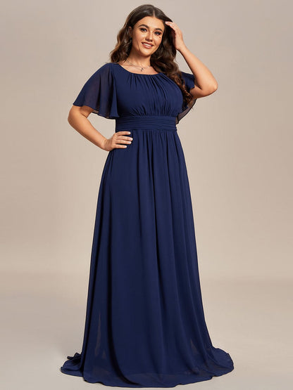Exquisite Chiffon Pleated A-Line Bridesmaid Dress with Round Neckline