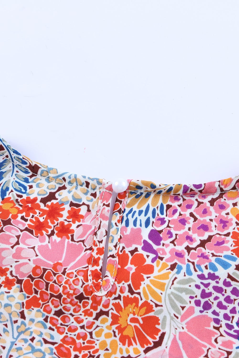 Exquisite Floral Print Bubble Sleeve Top