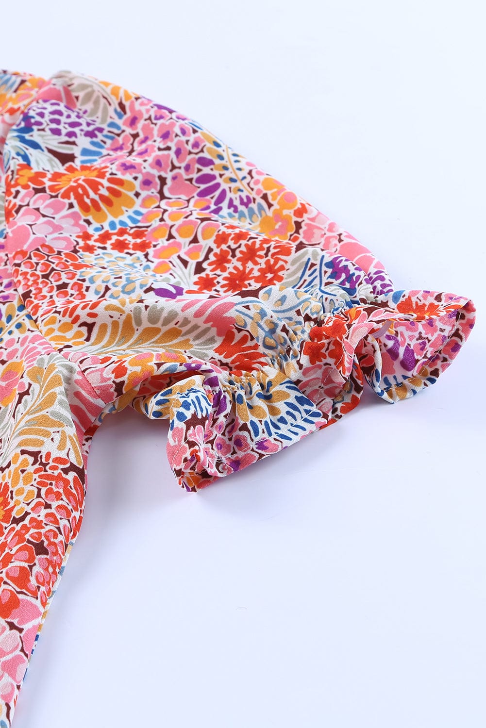 Exquisite Floral Print Bubble Sleeve Top