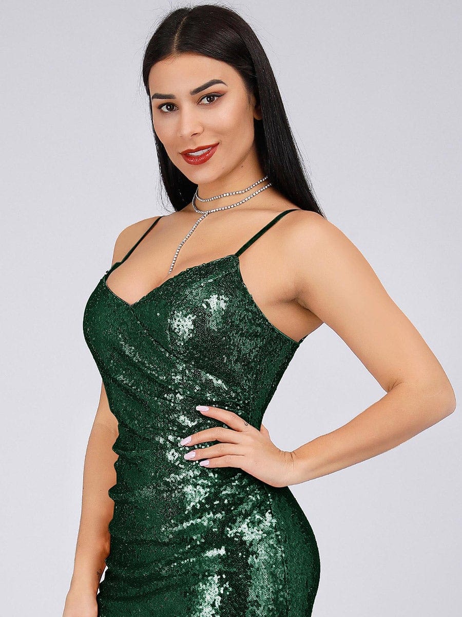 Eye-Catching Backless Sequin Evening Dress