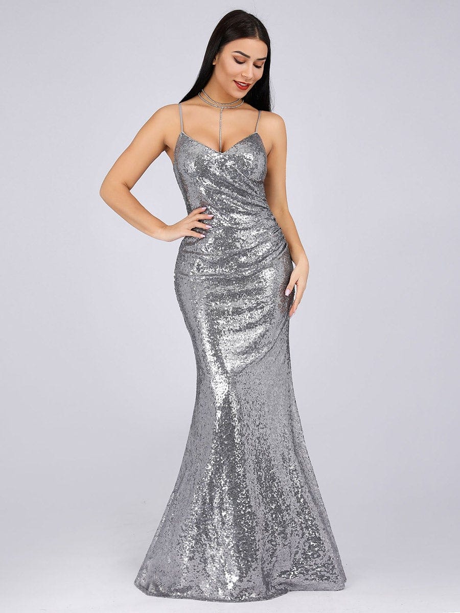 Eye-Catching Backless Sequin Evening Dress