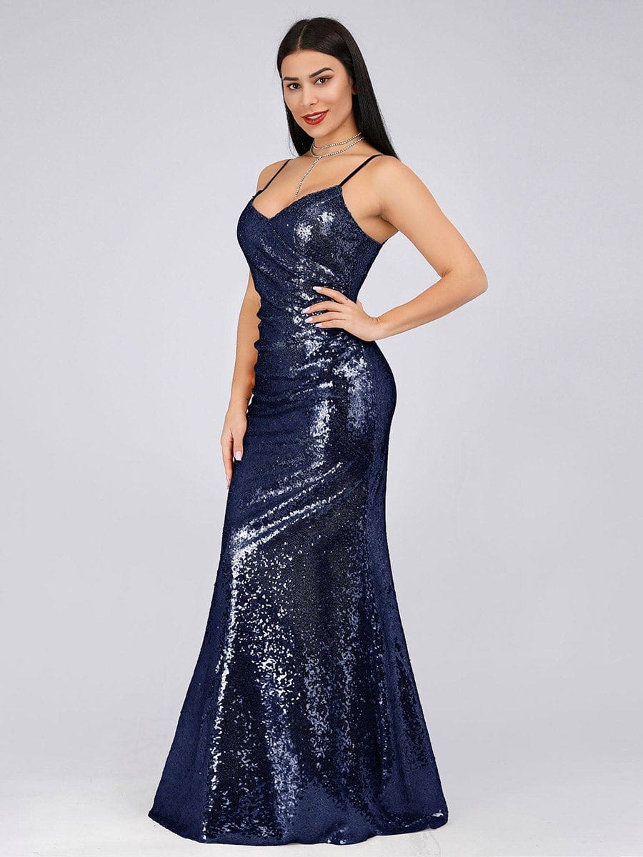 Eye-Catching Backless Sequin Evening Dress