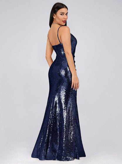 Eye-Catching Backless Sequin Evening Dress