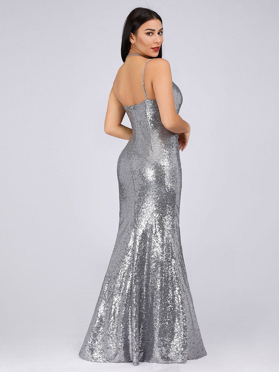 Eye-Catching Backless Sequin Evening Dress