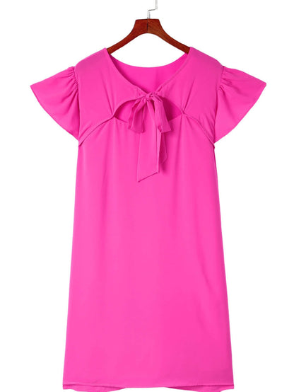 Rose Plus Size Ruffle Sleeve Mini Dress