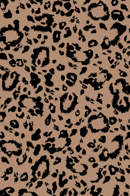 Red Sandalwood Color Block Leopard Patchwork Long Sleeve Loose Top