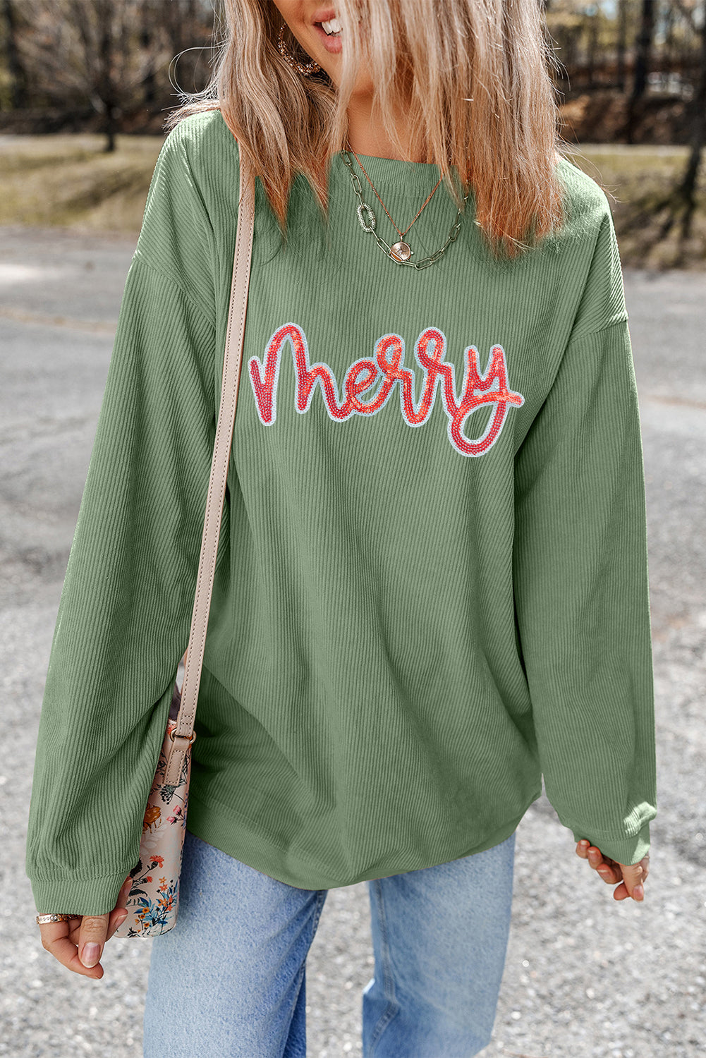 sequin graphic sweatshirt