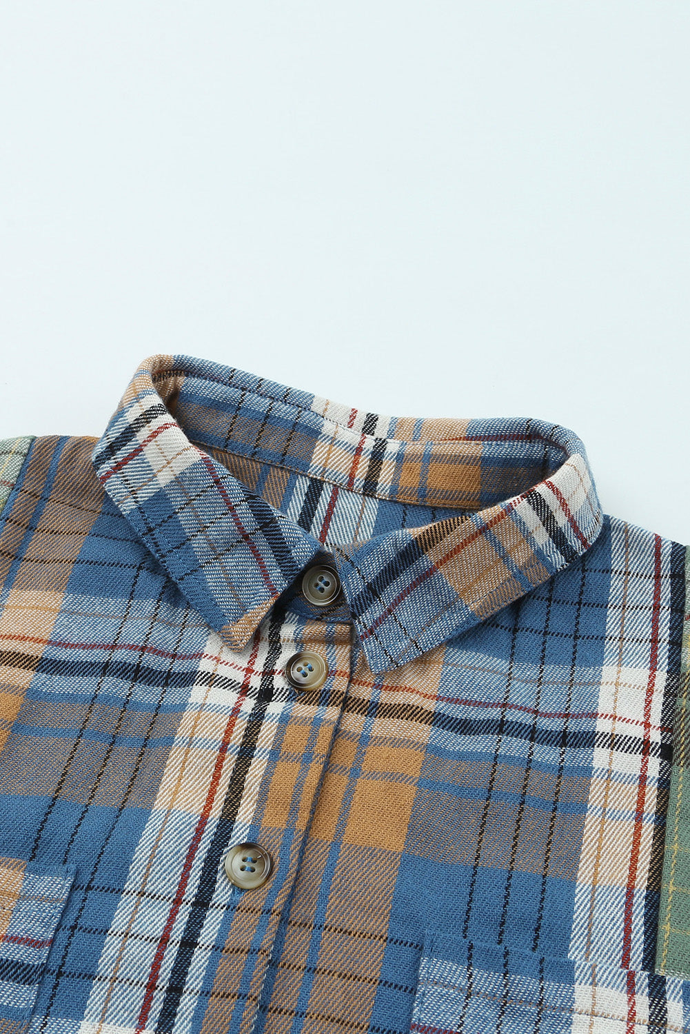 Green Plaid Shacket with Button Up Chest Pockets