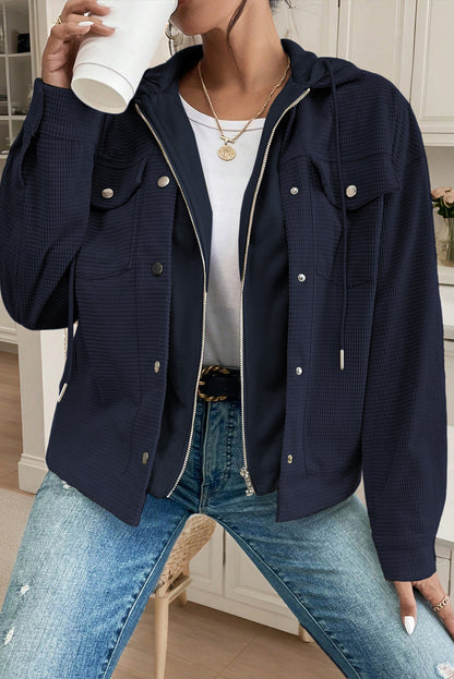 Sail Blue 2 in 1 Thermal Knit Textured Hooded Jacket