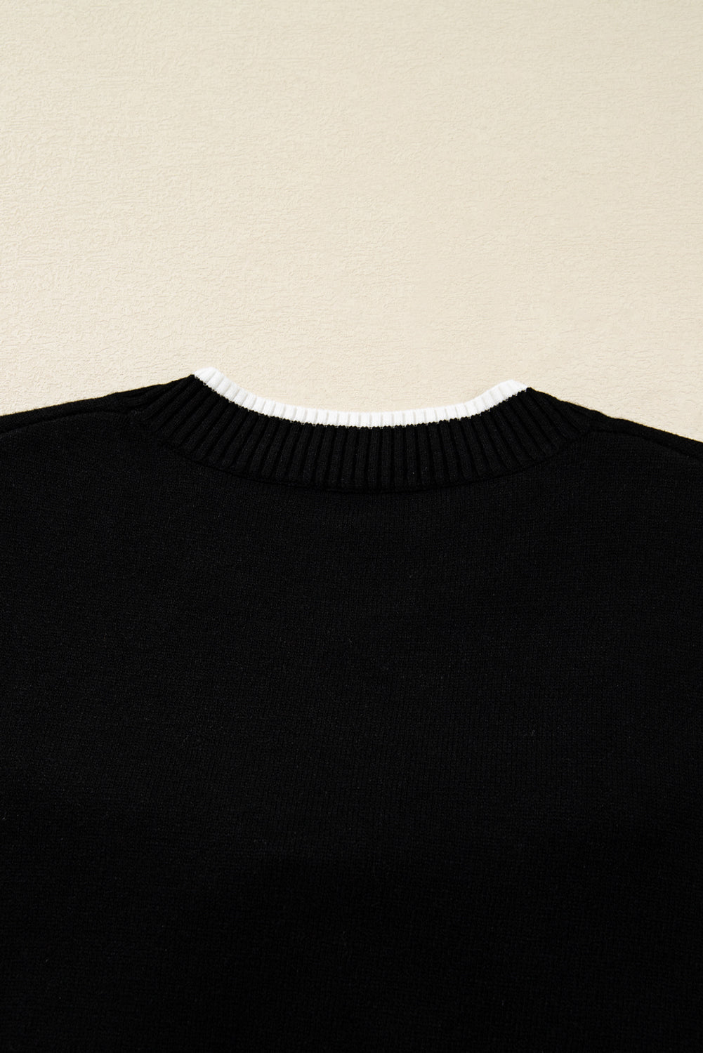 Black Contrast Trim Big Bow Accent Holiday Cropped Sweater