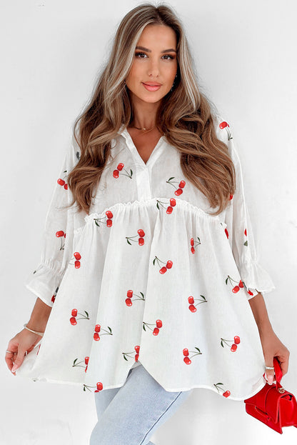 cherry print blouse